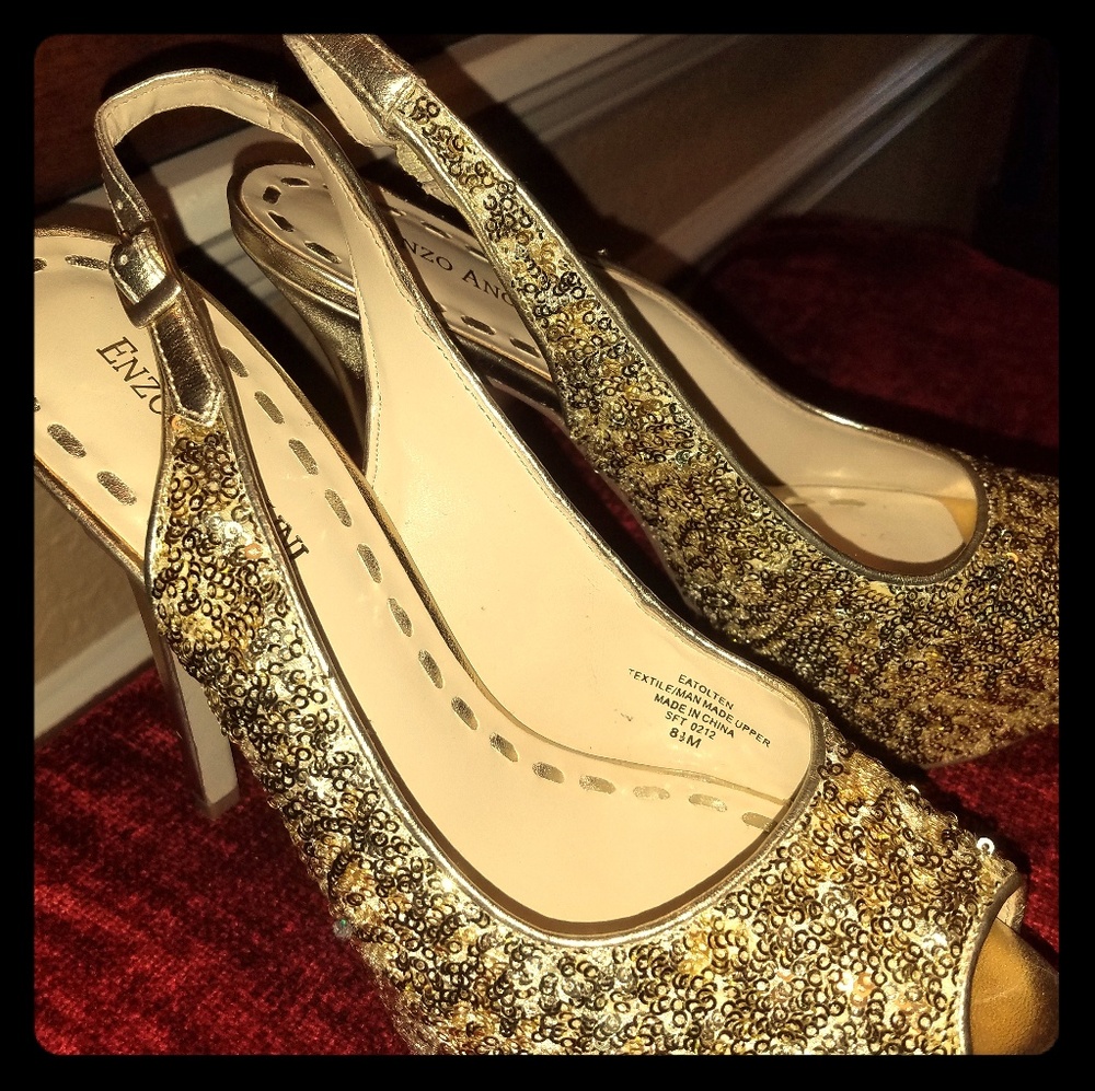 Enzo Angiolini Sequined Gold Shoes